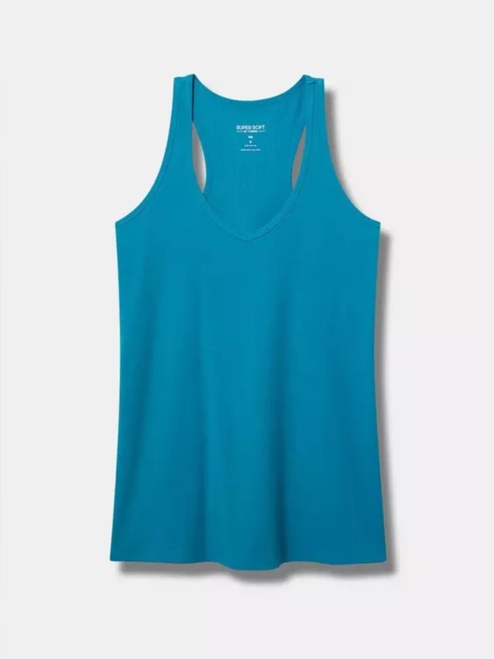 Torrid Super Soft Rib Racerback Tank Biscay Bay Teal Size 00 NWT